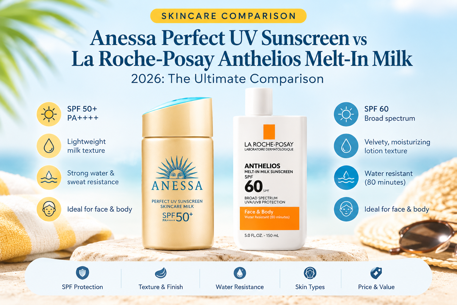 Anessa Perfect UV Sunscreen vs La Roche-Posay Anthelios Melt-In Milk sunscreen comparison