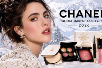 Chanel Holiday 2026 makeup collection featuring golden eyeshadow, rosy blush and winter-inspired beauty products